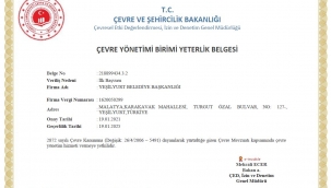 YEŞİLYURT BELEDİYESİ, ÇEVRE YÖNETİM YETERLİLİK BELGESİNİ ALDI