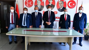 BAŞKAN ÇINAR, MHP MYK ÜYESİ, MHP İL VE İLÇE BAŞKANI VE ÜLKÜ OCAĞI BAŞKANIYLA BİRARAYA GELDİ