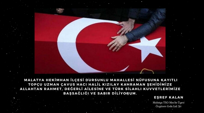 Eşref KALAN'dan Başsağlığı Mesajı