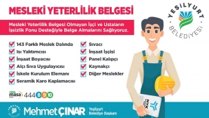 YEŞİLYURT BELEDİYESİ, 143 MESLEK ÇALIŞANINA ' MESLEKİ YETERLİLİK BELGESİ' KAZANDIRIYOR